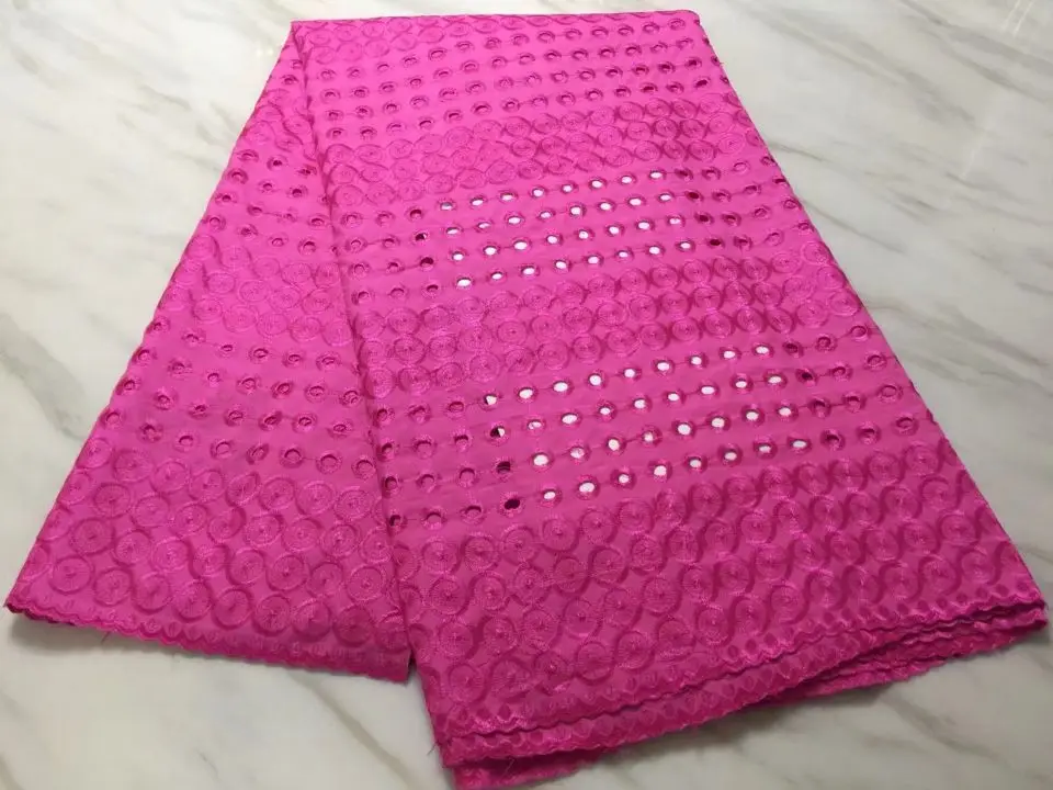 

5Yards/pc Beautiful fuchsia african cotton fabric embroidery swiss voile lace for clothes BC24-8
