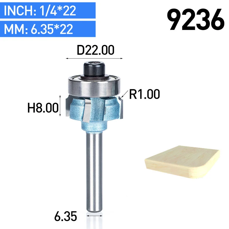 HUHAO 1 шт. 1/" деревообрабатывающее долото с подшипниками инструмент с ЧПУ четыре зубья обрезки фрезы Фрезы для дерева Высокоскоростная сталь - Длина режущей кромки: 9236