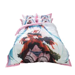 Японского аниме персонажа Хацунэ Мику пикантные постельные принадлежности набор Твин queen King size пододеяльники хлопок постельные п