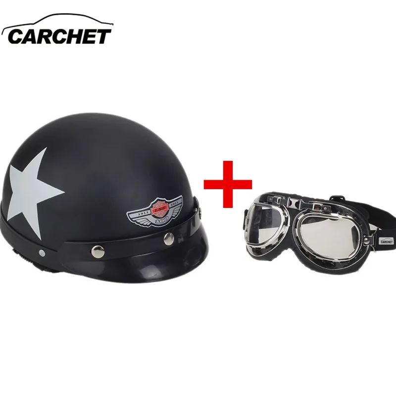 

CARCHET Motorcycle Helmet Half Open Face Adjustable Size Protection Gear Head Helmets Unisex Five-pointed Star cascos para moto