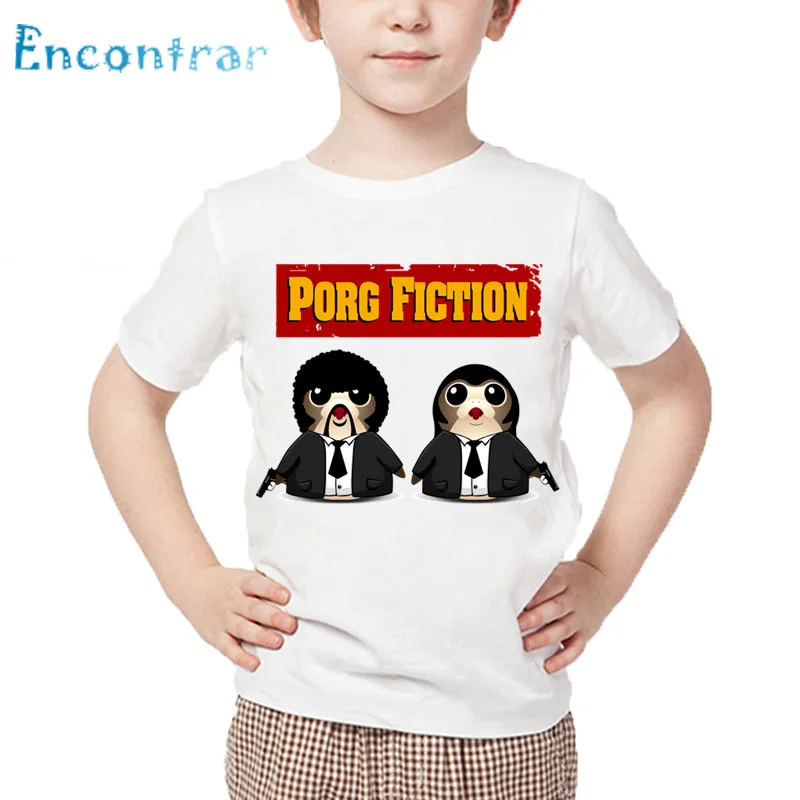 

Kids Porg Fiction Print Funny T shirt Children Summer Short Sleeve White Tops Boys and Girls Casual T-shirt,ooo4335