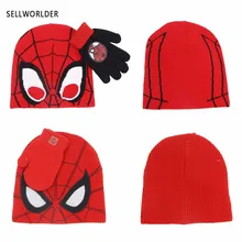 Sellworld/ г.; 2 стиля; детские зимние комплекты из 2 предметов с героями мультфильмов «Человек-паук»; шапка и перчатки