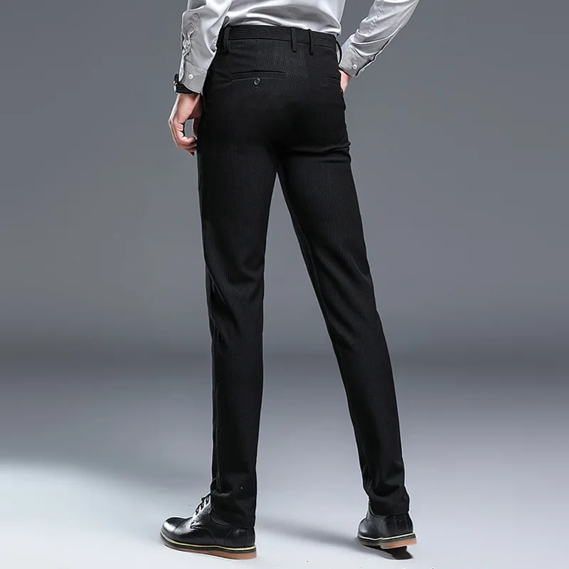 Новые черные полосатые брюки мужские Размер 28-36 деловые повседневные мужские строгие брюки