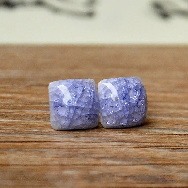 

Colorful Ice Cracked Ceramic Beads Earring Women Men Ethnic Accessories Square Stud Earrings Ear Piercing Jewelry Pendientes