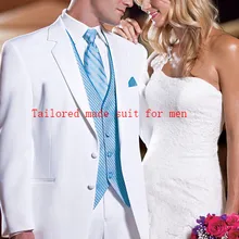 Изготовленный на заказ белый смокинг жениха с двумя пуговицами, мужские свадебные смокинги с отворотом, вечерние костюмы для жениха(пиджак+ брюки+ жилет+ галстук