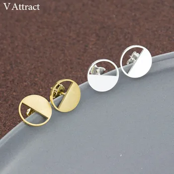

V Attract Half Circle Earring Women Fashion Jewelry Findings Stainless Steel Geometric Oorringen Mini Round Pendientes Femme