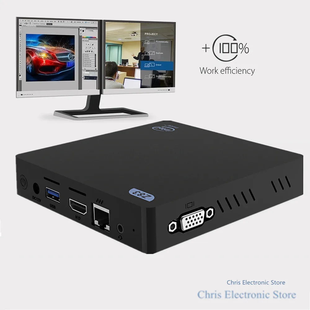Z83V Mini PC 2G RAM 32G ROM Intel Atom X5 Z8350 CPU 64bit Smart Media