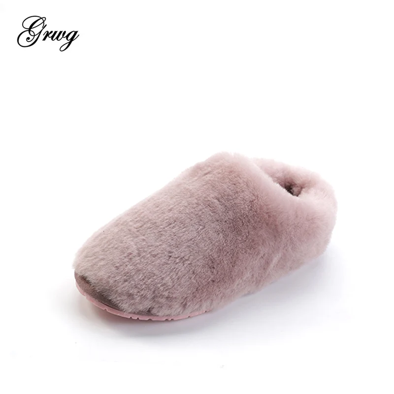 

Top Quality Natural Sheepskin Fur Slippers Fashion Winter Women Indoor Slippers Warm Wool Home Slippers Lady Casual House Shoes