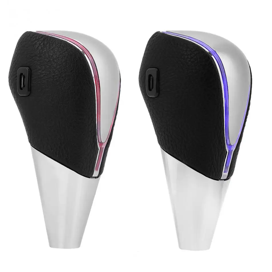 Car PU Leather Shift Knob Touch Motion Activated Red/Blue LED Light