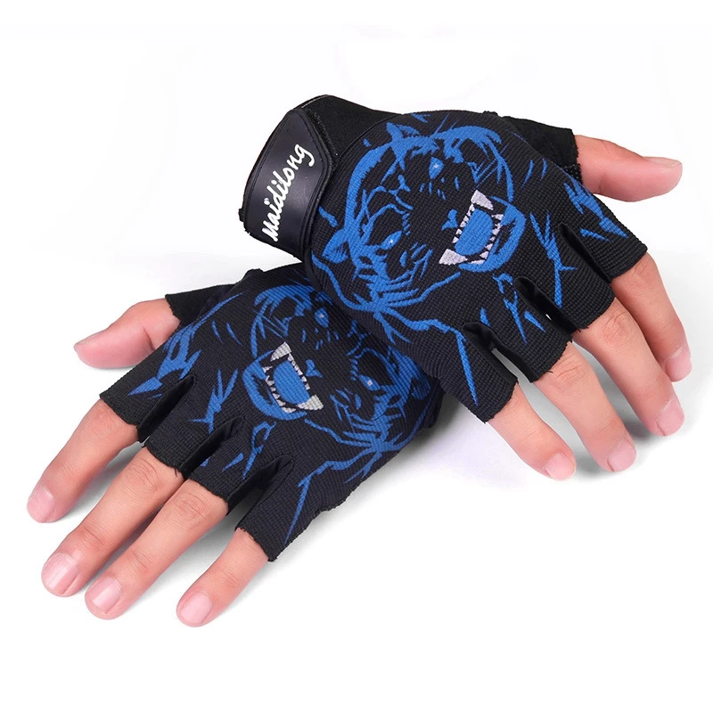 Wolf Pattern Men Gloves Breathable Tactical Fingerless Gloves Multifunction Excise Sports Gloves