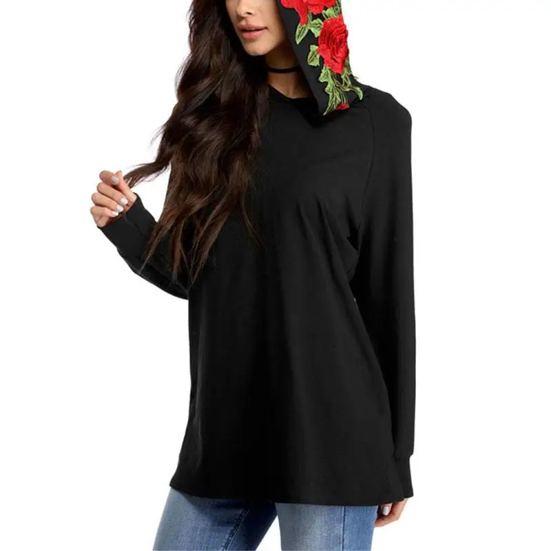 floral embroidered applique hoodie