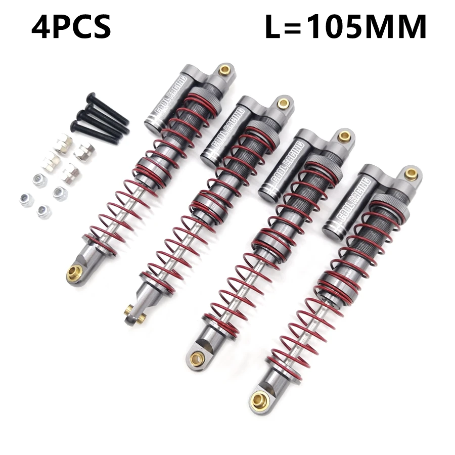 

4PCS ROCK CRAWLER SUSPENSION 105MM ALUMINUM External Piggyback SHOCK ABSORBER Damper For AXIAL SCX10 AX10 WRAITH RR10
