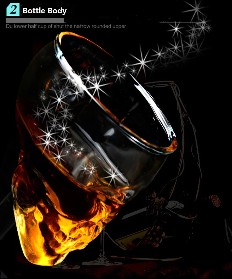 Творческий Череп бокал для вина прозрачный Кубок Виски Водка бокал для вина череп Коктейльная чашка пивные чашки