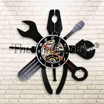 

1Piece Mechanic Service Repair Garage Tools Modern Wall Clock Car Service Salon Wall Watch Decor Vinyl Record Wall Clock