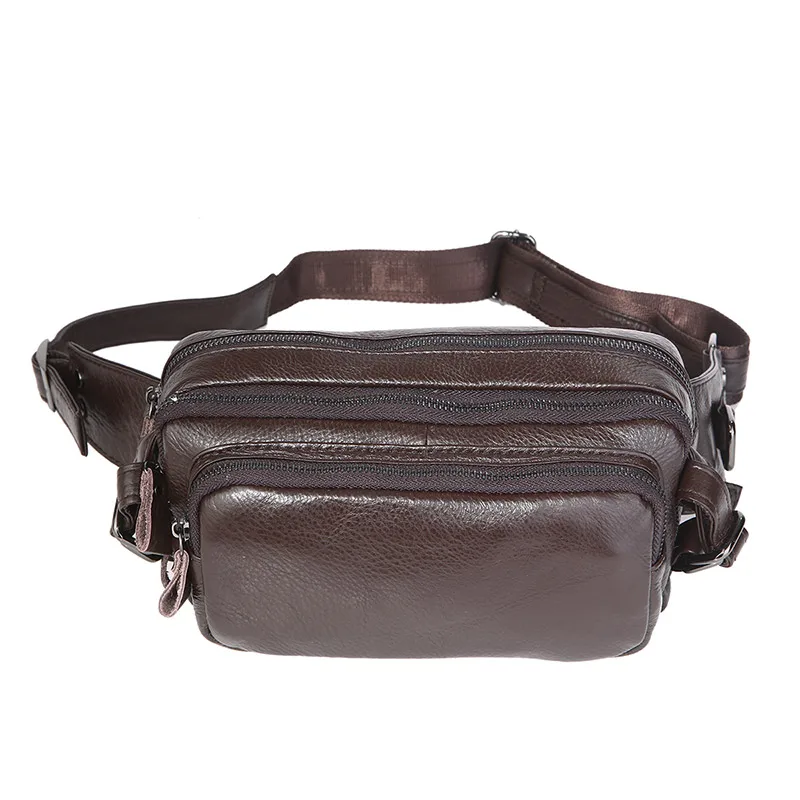 

J.M.DCoffee Vintage Leather Multifunction Fanny Pack Men's Waist Bag 7353Q