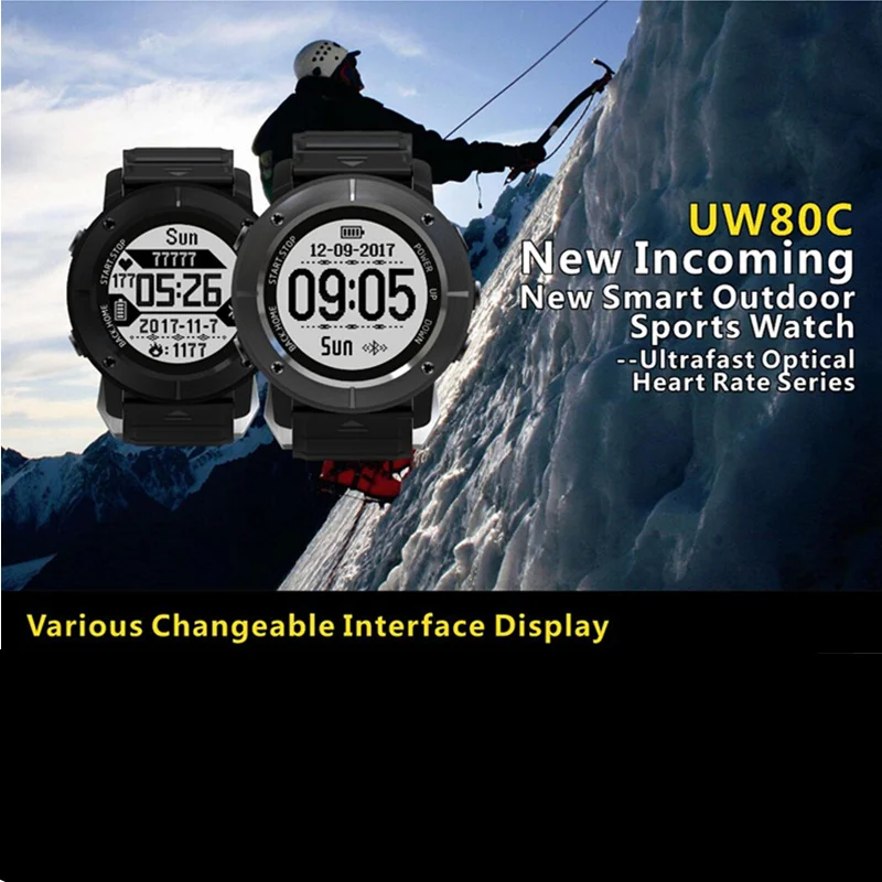 

UW80C Sports Smart Watch MTK2523 support Waterproof IP68 Heart Rate Monitor GPS Bluetooth 4.2 Smartwatch Men PK S968