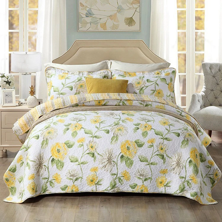 100 Cotton Quilting Quilts Luxury Bedcover American Floral Cotton