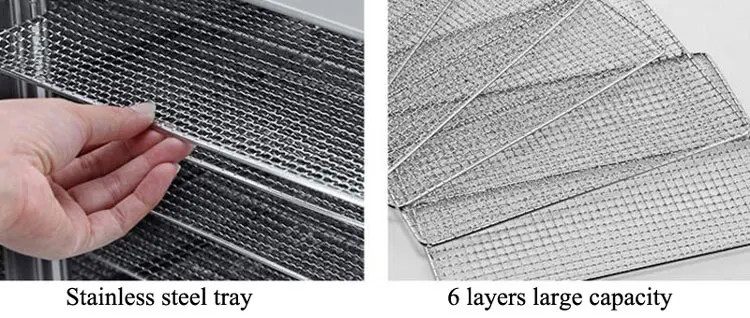 6 пищевые лотки осушитель закуски обезвоживания сушильная машина для фруктов и овощей, трав мясо сушильные машины Нержавеющая сталь 110V 220V