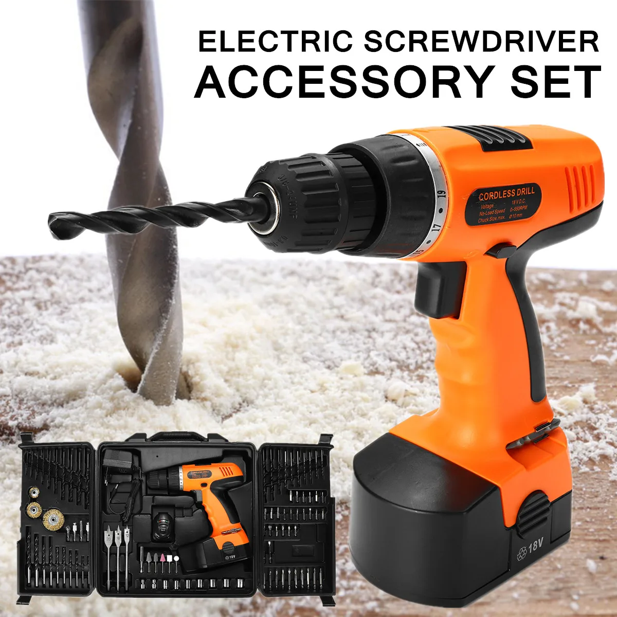

92Pcs 18V Rechargeable Powered Cordless Drill Accessory Set For DIY Repairs Carpentry Wood Metal 19-speed Double Tip Screwdriver