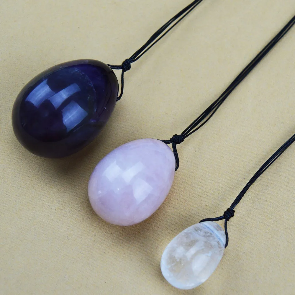 1 Set natural rock crystal drilled egg for kegel exercise pelvic floor muscles vaginal exercise yoni egg ben wa ball 1 Set natural rock crystal drilled egg for kegel exercise pelvic floor muscles vaginal exercise yoni egg ben wa ball