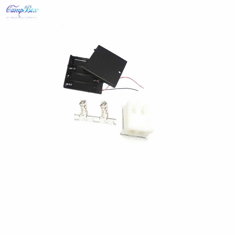 50Pcs 4xAAA Battery Case Holder Socket Wire Junction Boxes With Wires Switch Cover XH 2 54