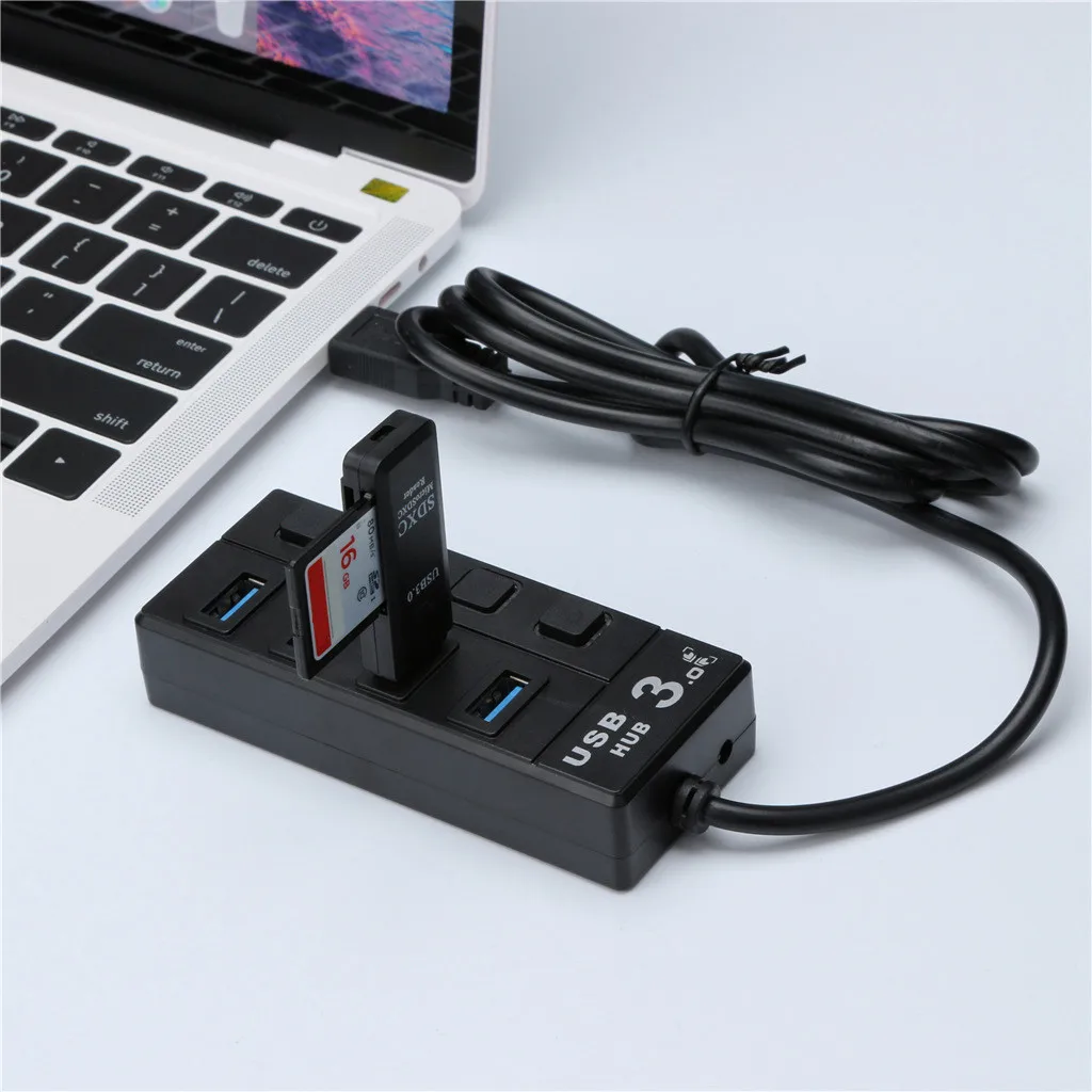OMESHIN 4-порт, автономный переключатель USB адаптер со сверхвысоким Скорость USB 3,0 концентратор и синий светодиодный индикатор