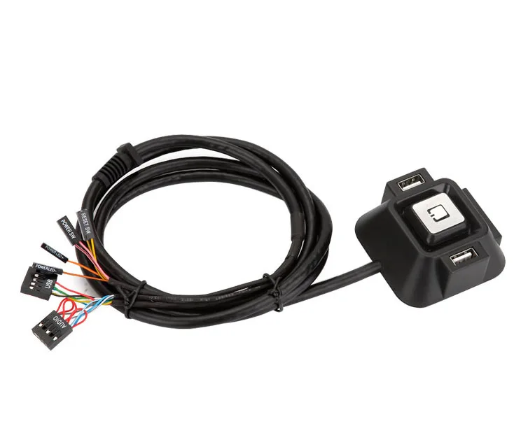 

PC Desktop Computer Power ON/OFF Reset Switch Button Starter USB Audio Microphone Port Cable 120cm + Rear Bracket