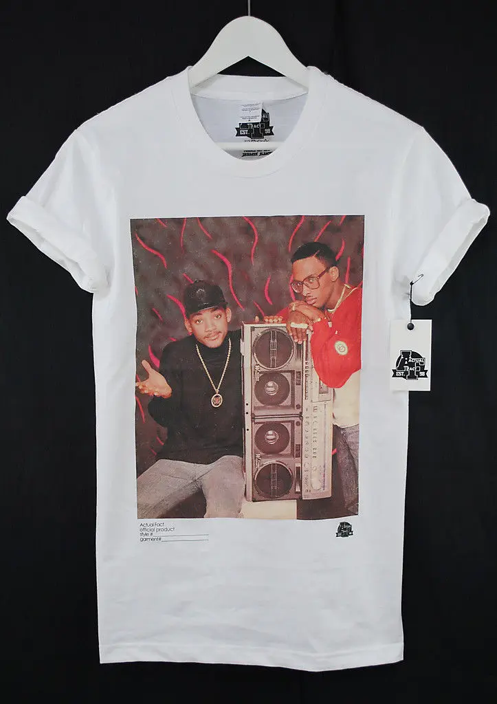 

ACTUAL FACT FRESH PRINCE JAZZY JEFF BOOMBOX COLOUR VINTAGE 90S PREMIUM T SHIRT T-Shirt Men Tees Brand Clothing Funny