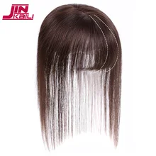 JINKAILI, черные, коричневые накладные волосы на заколках с челкой, с высокой температурой, синтетическое волокно, женские волосы средней длины