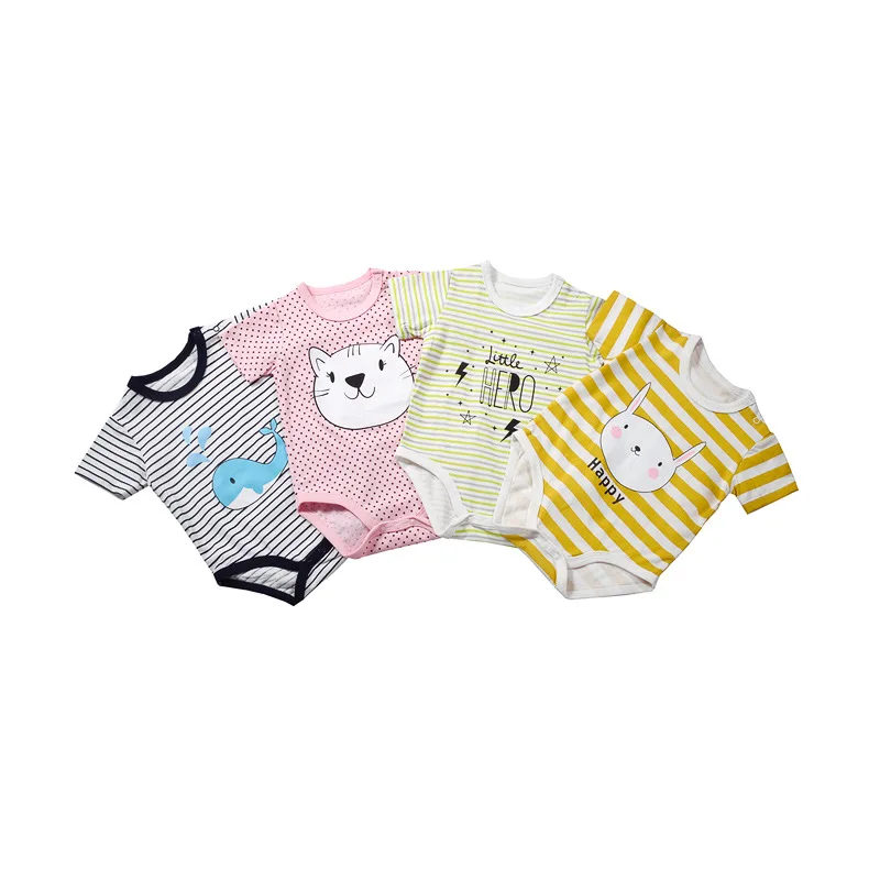 Baby new 2019 baby clothes boys girls short sleeve climbing clothes cotton cartoon print romper newborn baby unisex