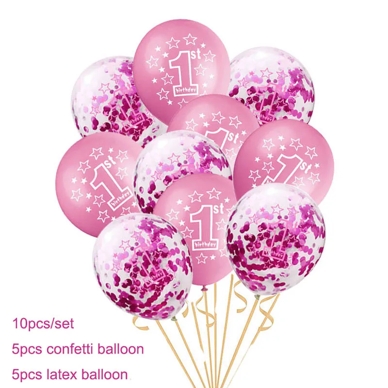 Розовое платье для девочек вечерние 1st на день рождения декоративные шары для дня рождения маленьких 1 год детские украшения для детей шарики, День подарков будущей матери девушка S8MZ