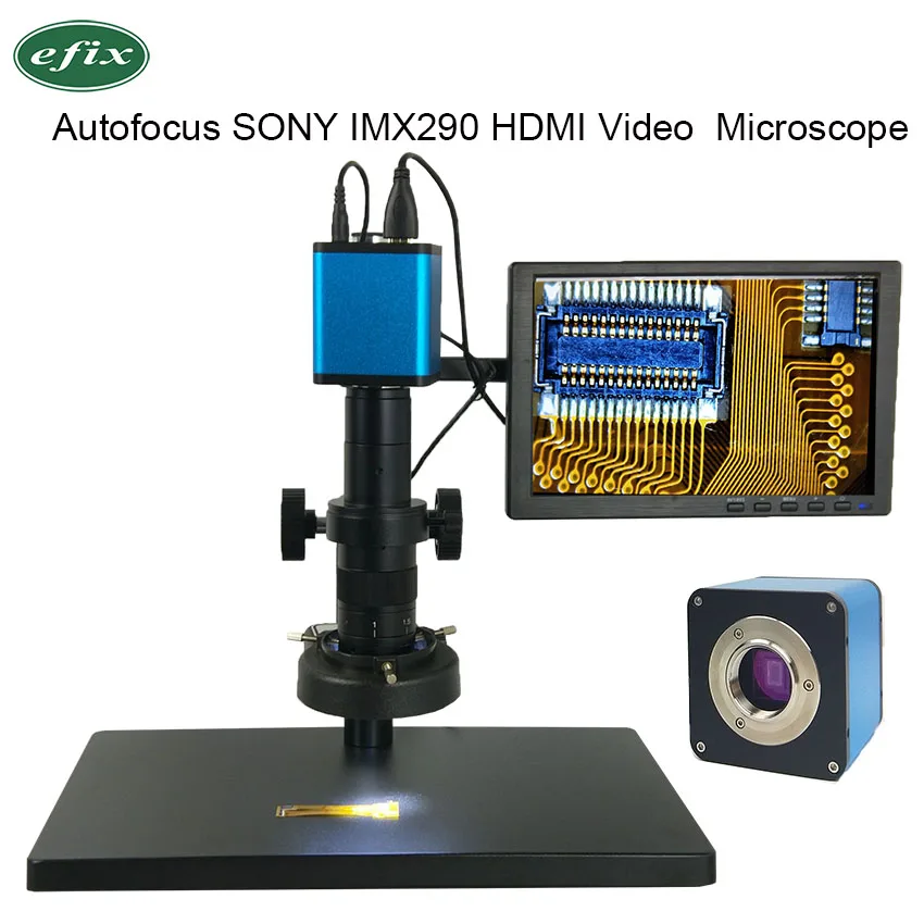 Автофокус микроскоп SONY IMX290 HDMI видео промышленная камера + 180X C Mount объектив