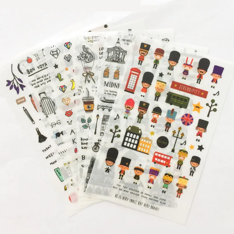 

6 Sheets /Pack Travel London Style Adhesive Decorative Stickers