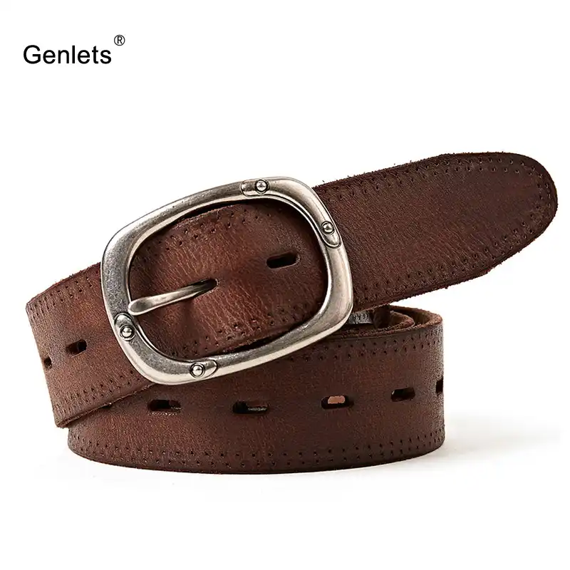 新しい革ベルトメンズ本革ベルト男性ブラウン色ジーンズピンバックルストラップ良質牛革 Cinto Leather Belts For Men Genuine Leather Beltleather Belt Men Aliexpress