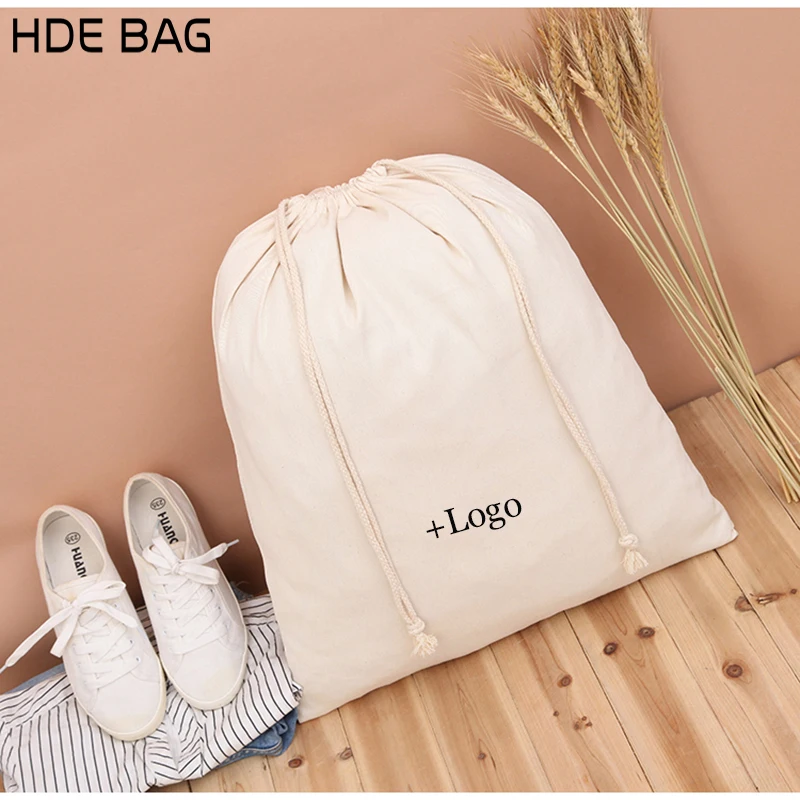 30x40cm Large Size Natural Cotton Shoe Bag Customized with Own Logo