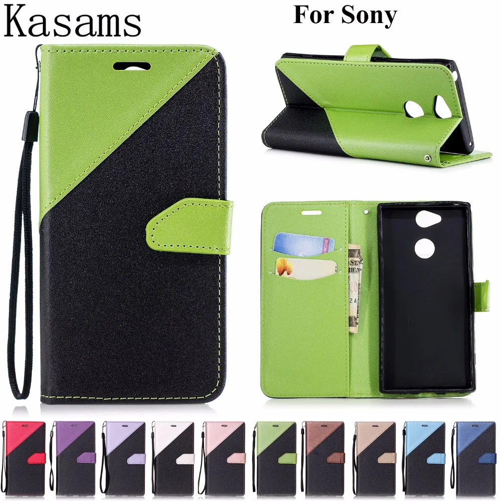 

For Sony Xperia XZ2 Compact XA2 L2 XA XZ XZ2 E5 Phone Case Fashion Double Colors Splicing Leather Wallet PU Flip Cover [YiXin]