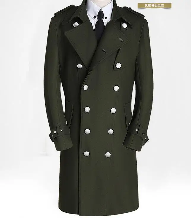S-4XL Горячая зима для мужчин новая мода двубортный Досуг теплый Cultivate One's Morality в Ворона Ноги длинное шерстяное пальто