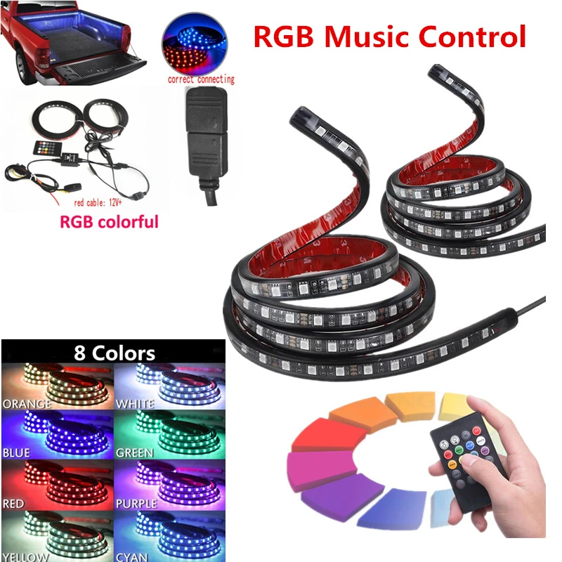 

2 x 1.5 m 8 Colours Atmosphere Lamp 4 Sound Control Mode