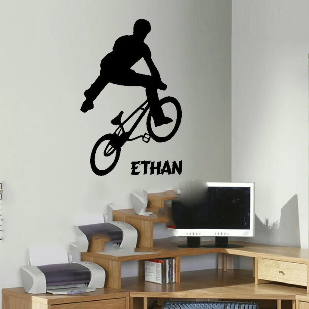 free shipping large personalised bmx trick teenage wall art bedroom