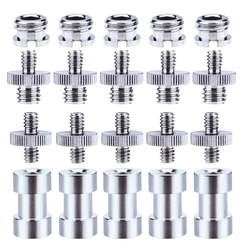 

1/4 Inch and 3/8 Inch Converter Threaded Screws Adapter Mount Set for Camera/Tripod/Monopod/Ballhead/Light Stand/Shoulder Rig