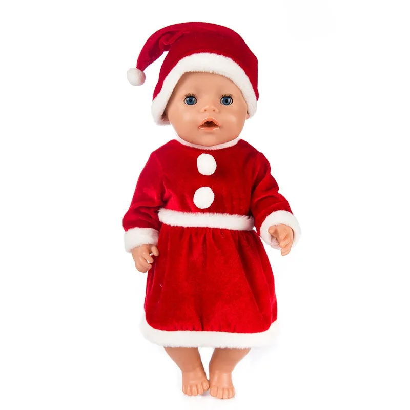 

Doll clothes Christmas Santa Claus hat Onesies 41cm baby clothes Rebirth doll Suitable for 18 inch dolls children clothes