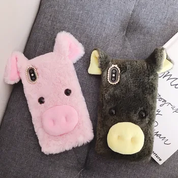 

Warm Fur P smart Plus 2019 Cases For Huawei P30 Lite P20 Pro P10 Plus P8 P9 Lite 2017 P9 Lite Mini Enjoy 7 7S Plush Pig Covers