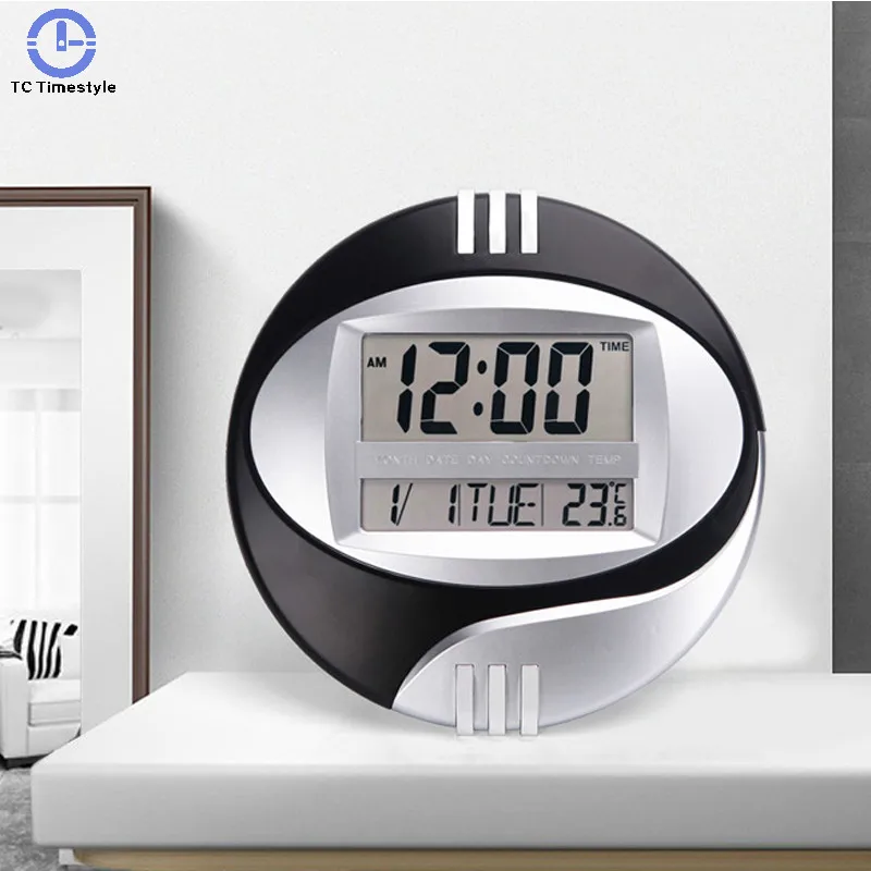 Светодиодные настенные часы Snooze бесшумные электронные с ЖК дисплеем и