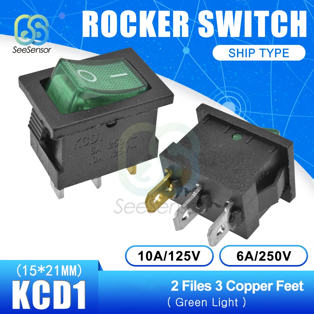 5Pcs/lot KCD1 Rocker Switch Power Switch ON-OFF 2 Position ON-OFF-ON 3 Position 2Pins 3Pins 4Pins 6Pins 6A 250VAC/ 10A 125VAC