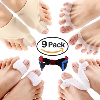 

HOT 9pcs/set Toe Separator Braces Thumb Valgus Protector Bunion Adjuster Foot Care Pedicure Silicone Thumb Valgus Correction Set