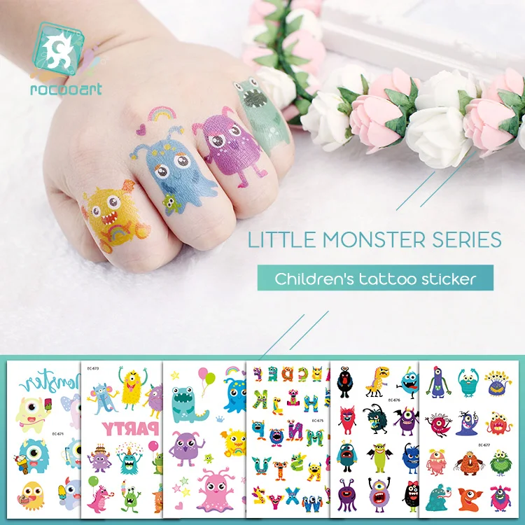 

EC671~677 Series Small Monster Tattoo Temporary Waterproof And Durable Cute Bird Design Cartoon Mini Mix Tattoo For Kids Finger
