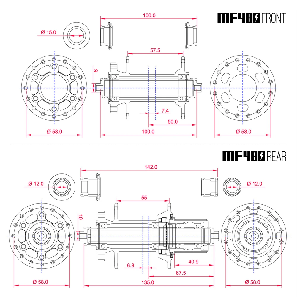 KOOZER New MF480 передняя Задняя Ступица набор 2/4 подшипников 24T трещотка 32 отверстия