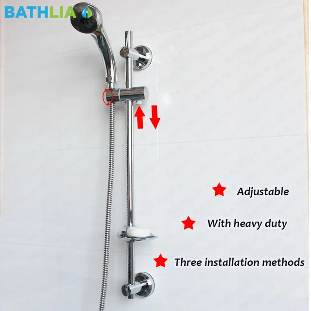Bathroom Stainless Steel Sliding Bar Shower Head Holder Bar With