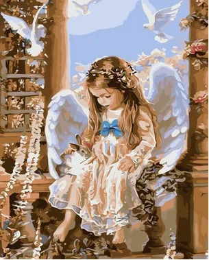 Diy digital Painting angel baby girl home decorative wall pictures