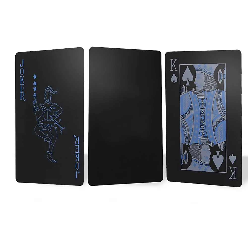 Citygirl 55 Pcs / Deck Poker Waterproof Plastic PVC Set Playing Cards Pure Black Regular